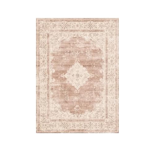 QAUUCP Vintage Teppich Großer Schlafzimmerdekor Weicher Teppich Retro-Stil Teppiche for Wohnzimmer Waschbarer Garderobenteppich Dickstoff Plüsch Nachttisch-Bodenmatte(Color 3,120x160cm) von QAUUCP