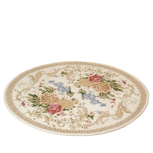 QAUUCP Vintage Teppich Runder Garten-Fleece-Teppich for Wohnzimmer, Foyer und Schlafzimmer(Color3,160X160CM(5.3X5.3FT) von QAUUCP