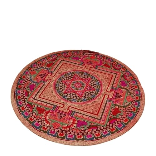 QAUUCP Vintage Teppich Runder Teppich Premium Vintage Boho Wohnzimmer Schlafzimmer Schaukelstuhl Bodenmatte Home Decor Teppiche(Color1,80X80CM 2.6X2.6FT) von QAUUCP