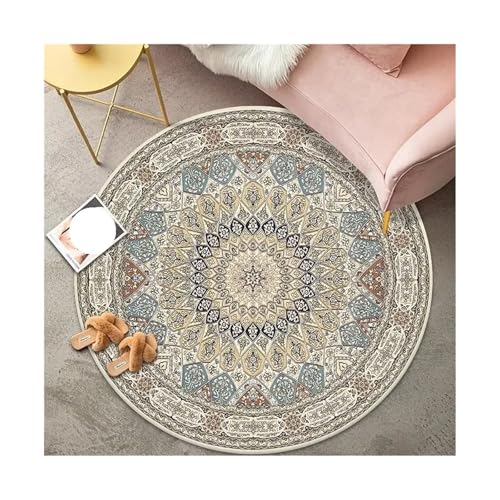 QAUUCP Vintage Teppich Runder Teppich Premium Vintage Boho Wohnzimmer Schlafzimmer Schaukelstuhl Bodenmatte Home Decor Teppiche(Color11,120X120CM 3.9X3.9FT) von QAUUCP