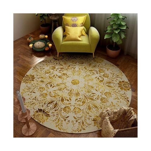 QAUUCP Vintage Teppich Runder Teppich Premium Vintage Boho Wohnzimmer Schlafzimmer Schaukelstuhl Bodenmatte Home Decor Teppiche(Color12,100X100CM 3.3X3.3FT) von QAUUCP