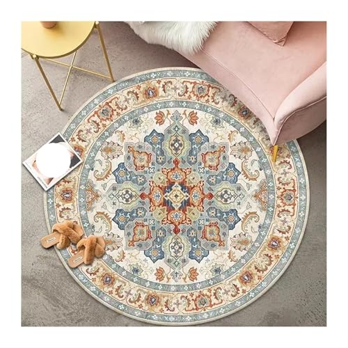 QAUUCP Vintage Teppich Runder Teppich Premium Vintage Boho Wohnzimmer Schlafzimmer Schaukelstuhl Bodenmatte Home Decor Teppiche(Color14,60X60CM 2X2FT) von QAUUCP