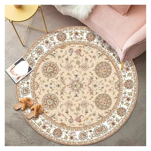 QAUUCP Vintage Teppich Runder Teppich Premium Vintage Boho Wohnzimmer Schlafzimmer Schaukelstuhl Bodenmatte Home Decor Teppiche(Color15,80X80CM 2.6X2.6FT) von QAUUCP