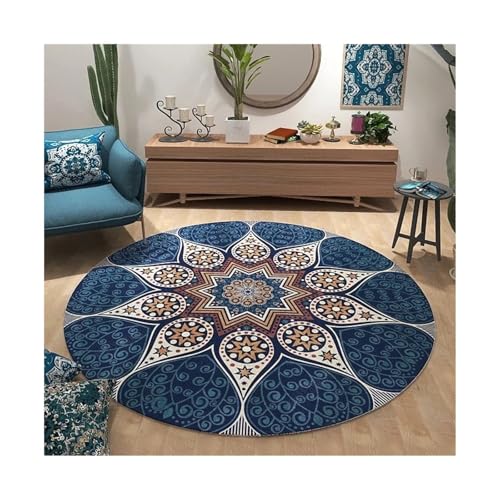 QAUUCP Vintage Teppich Runder Teppich Premium Vintage Boho Wohnzimmer Schlafzimmer Schaukelstuhl Bodenmatte Home Decor Teppiche(Color8,180X180CM 5.9X5.9FT) von QAUUCP