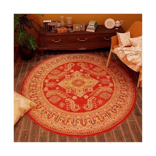 QAUUCP Vintage Teppich Runder Teppich Premium Vintage Boho Wohnzimmer Schlafzimmer Schaukelstuhl Bodenmatte Home Decor Teppiche(Color9,100X100CM 3.3X3.3FT) von QAUUCP