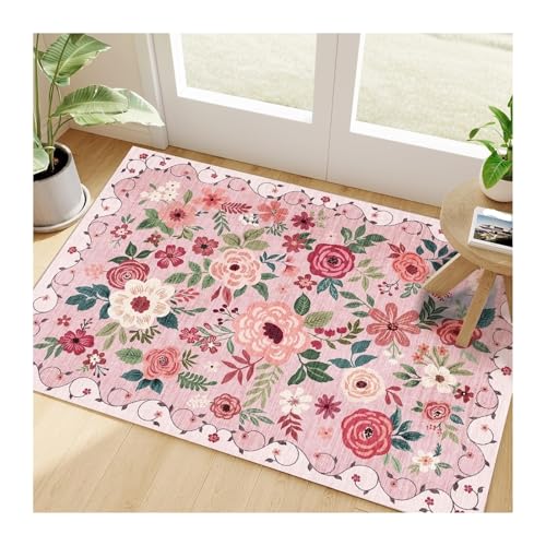 QAUUCP Vintage Teppich Schlafzimmerdekor Plüschteppich Flauschige weiche Teppiche for Wohnzimmer Blumenmuster Lounge Bodenmatte Verdicken Waschbarer Teppich(Color 13,160x230cm) von QAUUCP