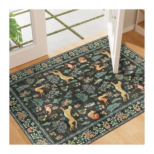 QAUUCP Vintage Teppich Schlafzimmerdekor Plüschteppich Flauschige weiche Teppiche for Wohnzimmer Blumenmuster Lounge Bodenmatte Verdicken Waschbarer Teppich(Color 2,200x250cm) von QAUUCP
