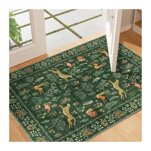 QAUUCP Vintage Teppich Schlafzimmerdekor Plüschteppich Flauschige weiche Teppiche for Wohnzimmer Blumenmuster Lounge Bodenmatte Verdicken Waschbarer Teppich(Color 8,80x160cm) von QAUUCP