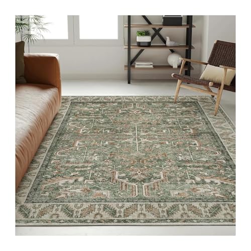 QAUUCP Vintage Teppich Vintage Großer Teppich Wohnzimmer Dekoration Sofa Beistelltisch Bereich Decke Schlafzimmer Arbeitszimmer Esszimmer Bodenmatte(Color 1,160x230cm 63x91inch) von QAUUCP
