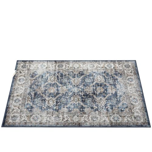 QAUUCP Vintage Teppich Waschbare Teppiche aus Kristallsamt mit Vintage-Akzent und Rutschfester Rückseite(Color7,120x160cm) von QAUUCP
