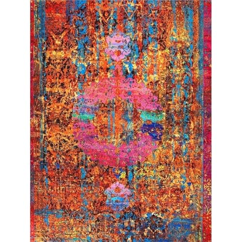 Vintage Teppich Regenbogen Teppich Home Deco Teppiche Retro Boho for Wohnzimmer Schlafzimmer rutschfeste Matte(40X60cm-16x24in) von QAUUCP