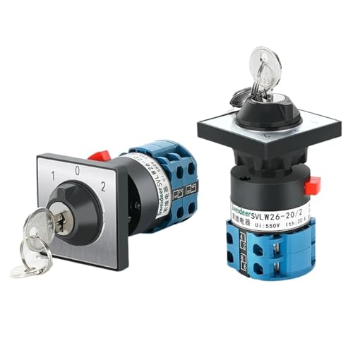 1 stück LW26-20 LW26-25 Elektrischer 2/3-Positionen-Drehnocken-Umschalter mit Schlüssel Silberkontakt 20A 25A Nockenschalter(25A 4 pole 1-2) von QAVLXIE