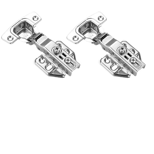 2/10 Stück Edelstahl-Schranktürscharniere, Dämpferpuffer, sanftes Schließen, leise, verdeckte Kleiderschranktürscharniere mit Schrauben(4 PCS Full Overlay) von QAVLXIE
