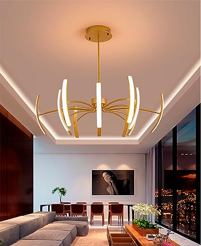 QAZPLM Moderne LED-Deckenleuchte DIY dimmbare LED-Pendelleuchte Wohnzimmerleuchte mit Fernbedienung, Kronleuchter gold/Kronleuchter schwarz für Esszimmer, Schlafzimmer, lampe wohnzimmer von QAZPLM