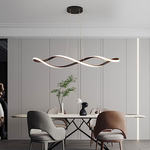 QAZPLM Kronleuchter, LED-Deckenleuchte Pendelleuchte, minimalistische wellenförmige Esstisch-Pendelleuchte von QAZPLM