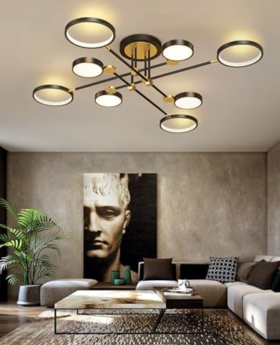 QAZPLM LED Deckenlampe Wohnzimmer deckenleuchte Dimmbar Moderne Pendelleuchten hängelampe wohnzimmer mit Fernbedienung Wohnzimmerlampen Küche Schlafzimmer deckenlampe wohnzimmer Hängelampe (Schwarz) von QAZPLM