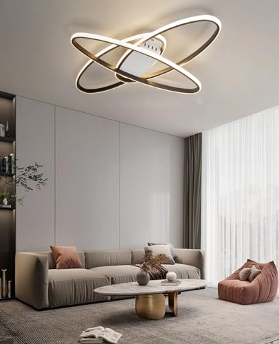 QAZPLM LED Deckenleuchte Wohnzimmerlampe moderne Decken dimmbare Deckenleuchte oval schwarz Deckenleuchte Wohnzimmer Schlafzimmer Esszimmer Landhaus Deckenleuchte von QAZPLM