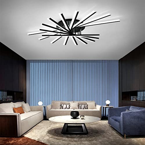 QAZPLM LED-Deckenleuchte dimmbar modern mit Fernbedienung Schlafzimmer Deckenleuchte modern Deckenleuchte, Pendelleuchte (Schwarz) von QAZPLM