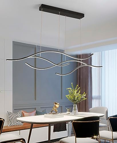 QAZPLM LED Pendelleuchten Dimmbar Kronleuchter Esstischlampe Designer Pendelleuchte Hängeleuchte mit Fernbedienung Deckenlampe Wohnzimmer Esstisch Kücheninsel-Leuchten für (schwarz)… von QAZPLM