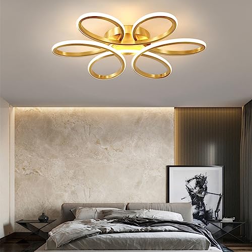 QAZPLM Wohnzimmer Deckenleuchte Dimmbare LED Moderne Schlafzimmer Deckenleuchte Esszimmer Arbeitszimmer Deckenleuchte (Gold) von QAZPLM