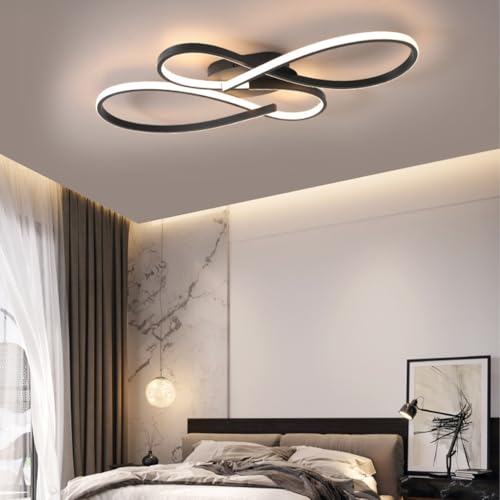 QAZPLM led deckenleuchte dimmbar deckenlampe modern deckenlampe schwarz mit fernbedienung deckenlampe schlafzimmerlampe hängelampe schwarz von QAZPLM