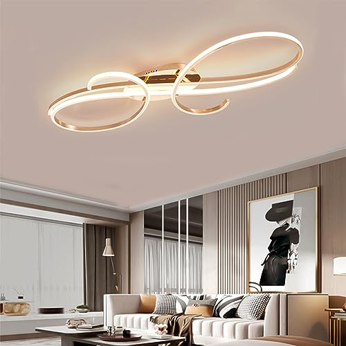 led deckenleuchte verzinken deckenlampe dimmbare wohnzimmer deckenlampen Toroidal ceiling light Wohnzimmer Schlafzimmer Büro ceiling lamp Schwarz und Goldfarben deckenleuchte von QAZPLM