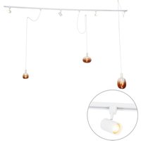 1-Phasen-Schienensystem mit 3 Strahlern und Hängelampen weiß - Cavalux Jeana von QAZQA