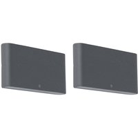 2er Set Außenwandlampen dunkelgrau 17,5 cm inkl. led - Batt von QAZQA