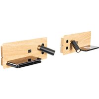 2er Set Wandleuchte Schwarz mit Holz inkl. led mit usb und Induktionsladegerät - Riza 2er Set Wandleuchte Schwarz mit Holz inkl. led mit usb und Induktionsladegerät - Riza von QAZQA