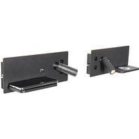 2er Set Wandleuchte schwarz inkl. led mit usb und Induktionsladegerät - Riza von QAZQA