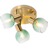 Art Deco Deckenlampe Gold mit grünem Glas 3 Lichter - Vidro von QAZQA