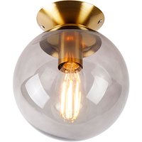 Art Deco Deckenlampe Messing mit Rauchglas - Pallon von QAZQA