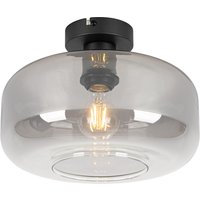 Art Deco Deckenlampe schwarz mit Rauchglas - Bizle von QAZQA