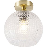 Art-Deco-Deckenleuchte Messing mit Klarglas - Sphere von QAZQA