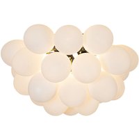 Art-Deco-Deckenleuchte schwarz mit Opalglas 6-flammig - Uvas von QAZQA