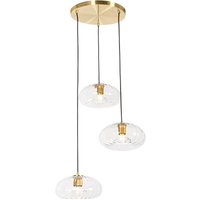 Art-Deco-Hängelampe Gold mit Glas rund 3-flammig – Ayesha Art-Deco-Hängelampe Gold mit Glas rund 3-flammig – Ayesha von QAZQA