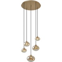 Art-Deco-Hängelampe Gold mit bernsteinfarbenem Glas - Jia Art-Deco-Hängelampe Gold mit bernsteinfarbenem Glas - Jia von QAZQA