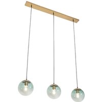 Art Deco Hängelampe Messing mit grünem Glas 3-Licht - Pallon Mezzi von QAZQA