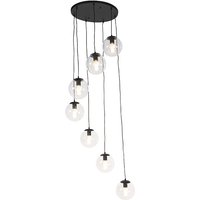 Art Deco Hängelampe schwarz 7-Licht - Pallon Art Deco Hängelampe schwarz 7-Licht - Pallon von QAZQA