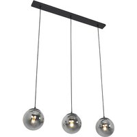 Art Deco Hängelampe schwarz mit Rauchglas 3-Licht - Pallon Mezzi Art Deco Hängelampe schwarz mit Rauchglas 3-Licht - Pallon Mezzi von QAZQA