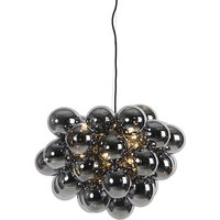 Art Deco Hängelampe schwarz mit Rauchglas 8 Lampen - Uvas von QAZQA