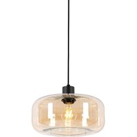 Qazqa - Art-Deco-Hängelampe schwarz mit braunem Glas - Bizle von QAZQA