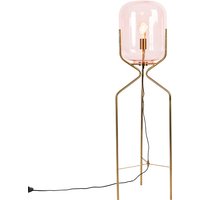 Art Deco Stehlampe Messing mit rosa Glas - Bliss von QAZQA