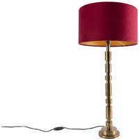 Art Deco Tischlampe Bronze 35 cm Veloursschirm rot - Torre von QAZQA