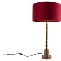 Art Deco Tischlampe Bronze Veloursschirm Rot 35 cm - Pisos von QAZQA