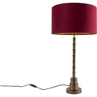 Qazqa - Art Deco Tischlampe Bronze Veloursschirm Rot 35 cm - Pisos Qazqa - Art Deco Tischlampe Bronze Veloursschirm Rot 35 cm - Pisos von QAZQA