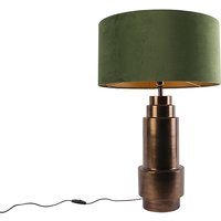 Art Deco Tischlampe Bronze Veloursschirm grün mit Gold 50cm - Bruut von QAZQA