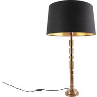 Art Deco Tischlampe Bronze mit Baumwollschirm schwarz 45 cm - Torre von QAZQA