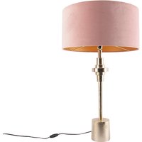 Art Deco Tischlampe Gold Veloursschirm Pink 50 cm - Diverso von QAZQA