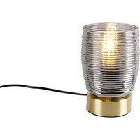 Art Deco Tischlampe Messing mit Rauchglas - Michi von QAZQA